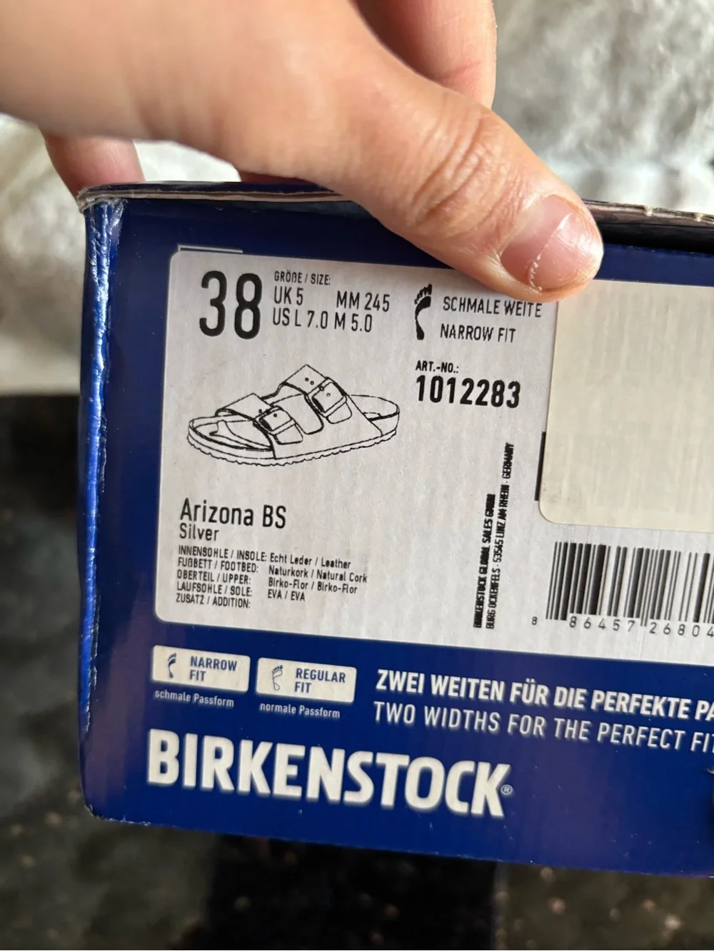 Birkenstock | Arizona Slide Sandal In Silver Leather Size 38 NEW